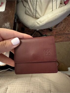 Givenchy Burgundy Leather Snap Card Case with Gold Accents